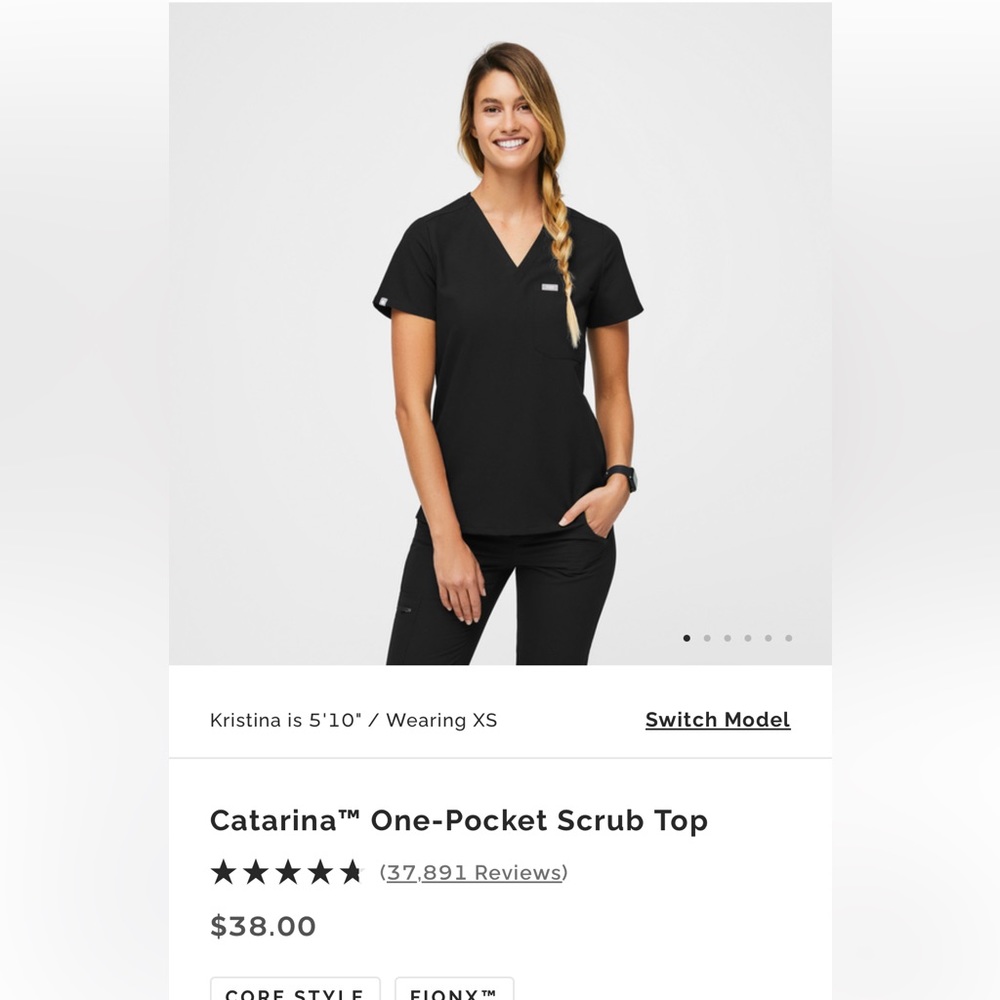 Figs scrub top- black - size medium